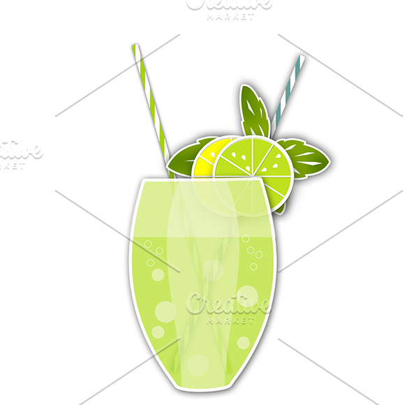 Summer Fresh Coctails Juice Clipart  in Objects - product preview 5