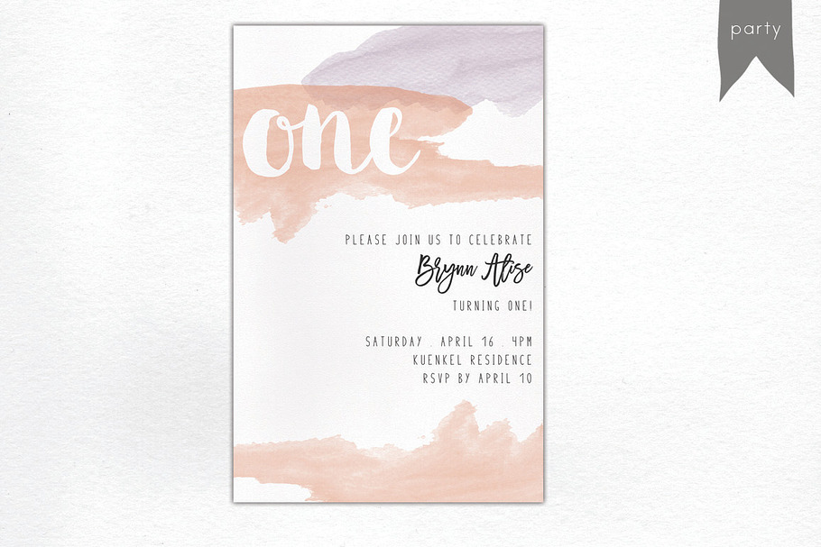 BIRTHDAY | watercolor invitation in Card Templates - product preview 8