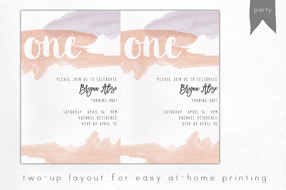 BIRTHDAY | watercolor invitation in Card Templates - product preview 1