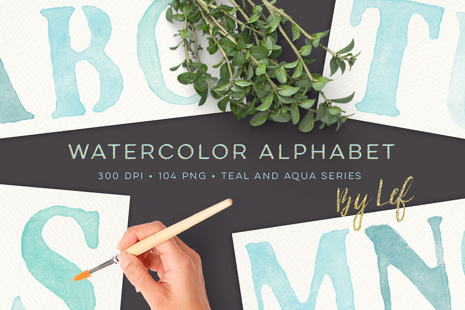 Watercolor Alphabet Graphics Clipart in Objects - product preview 8