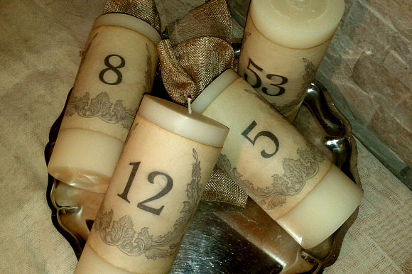 Vintage Wedding Candle Numbers in Templates - product preview 1