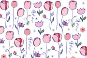  set of drawings with flowers tulips