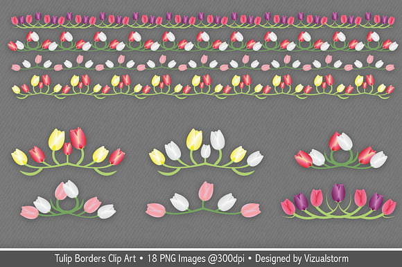 Tulip Borders and Frames Clip Art in Illustrations - product preview 1
