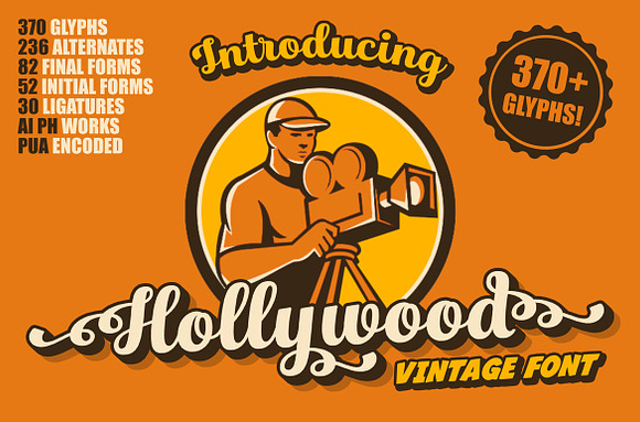 Hollywood • Vintage Font in Display Fonts - product preview 2