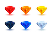 Set of nine bright shiny gemstone