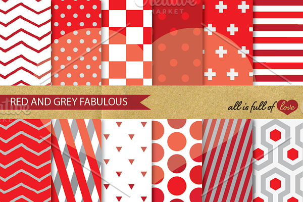 Geometric Background Papers Red Grey