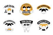 Set of kids hair salon logo graphics