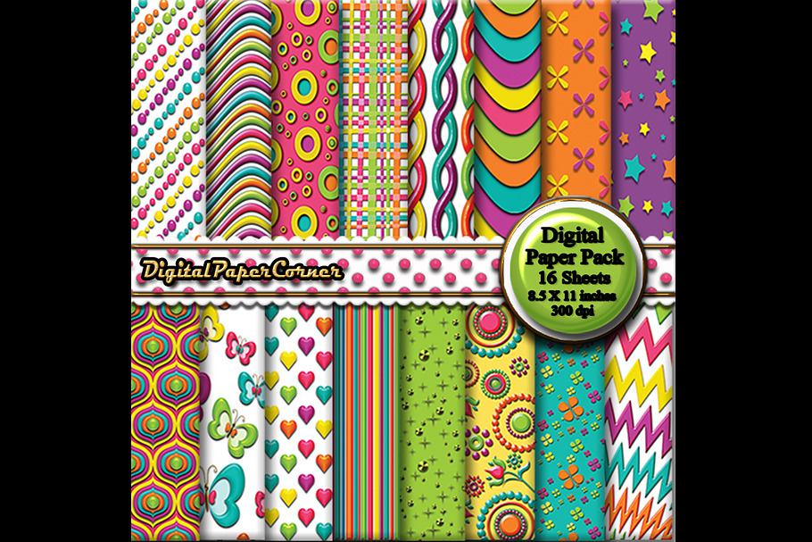 Bright Colors Embossed Digital Paper in Patterns - product preview 8