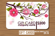 Oriental gift card with flowers