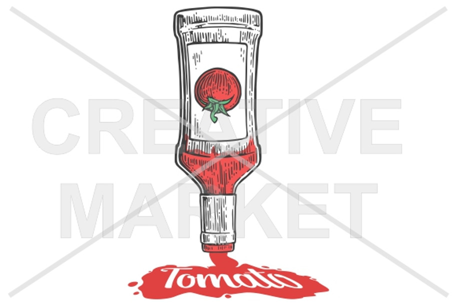 Ketchup flows a bottle in Illustrations - product preview 8