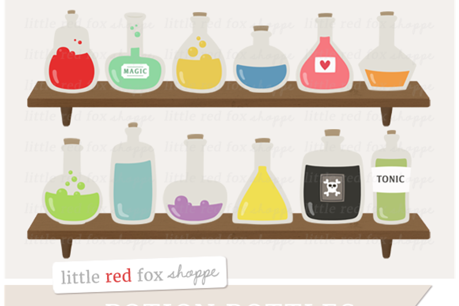 Potion Bottle Clipart in Illustrations - product preview 8