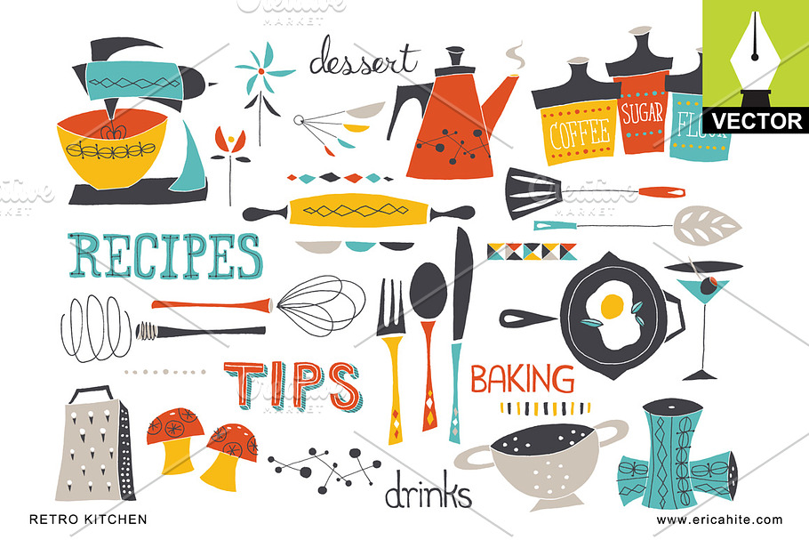 Retro Kitchen: Vector Art in Illustrations - product preview 8