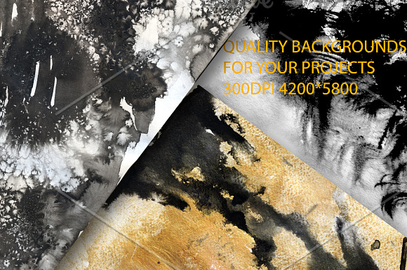 16 black ink ang gold background  in Textures - product preview 1