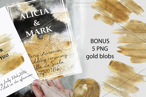 16 black ink ang gold background  in Textures - product preview 2