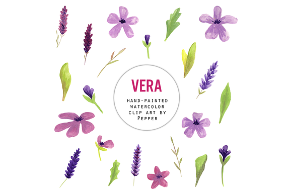 Purple Flowers Watercolor Illustrate in Illustrations - product preview 1