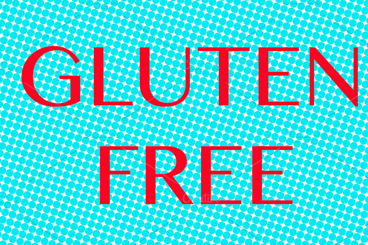Text with the words gluten free on blue dots. Illustration. in Illustrations - product preview 8