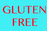 Text with the words gluten free on blue dots. Illustration.