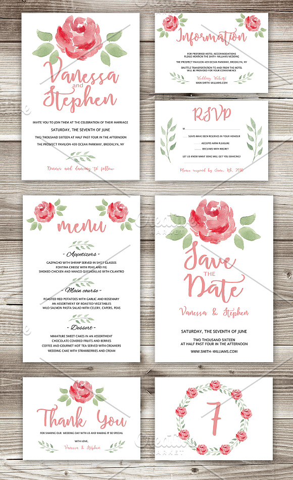 Wedding Invitations Pack 7 cards in Wedding Templates - product preview 1