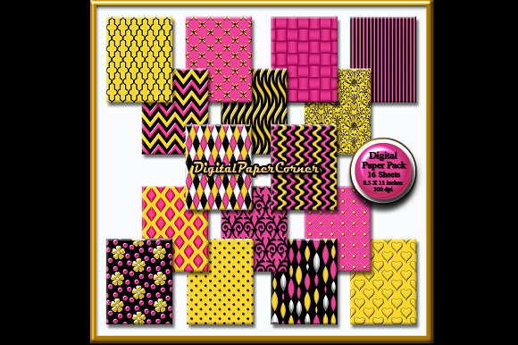 Pink Yellow Embossed Digtial Paper in Patterns - product preview 1