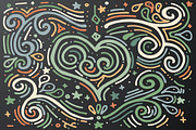 Decorative outline heart with swirls