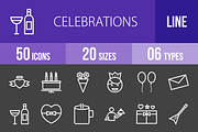 50 Celebrations Line Inverted Icons