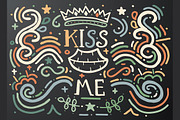 Kiss me. Hand drawn vintage print.