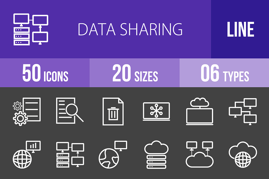 50 Data Sharing Line Inverted Icons in Icons - product preview 8