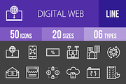 50 Digital Web Line Inverted Icons