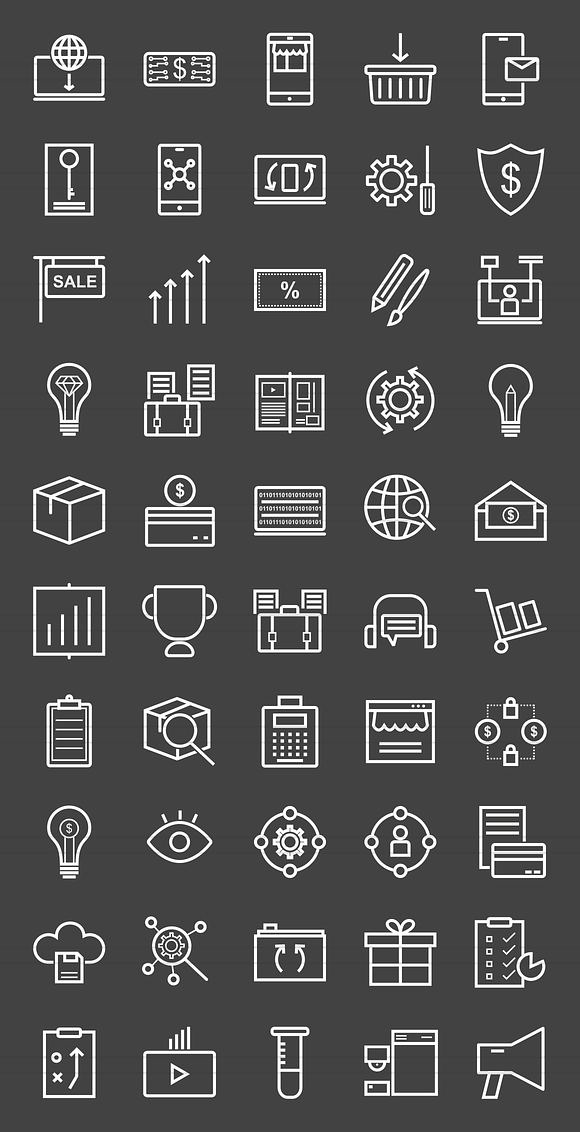 50 Digital Web Line Inverted Icons in Graphics - product preview 1