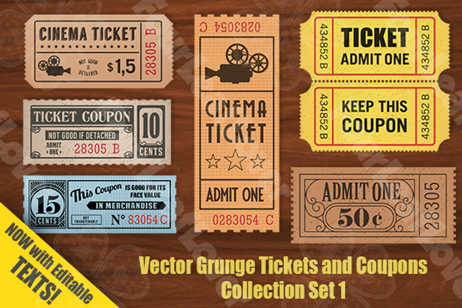Vector Grunge Tickets and Coupons 1