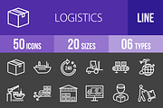 50 Logistics Line Inverted Icons