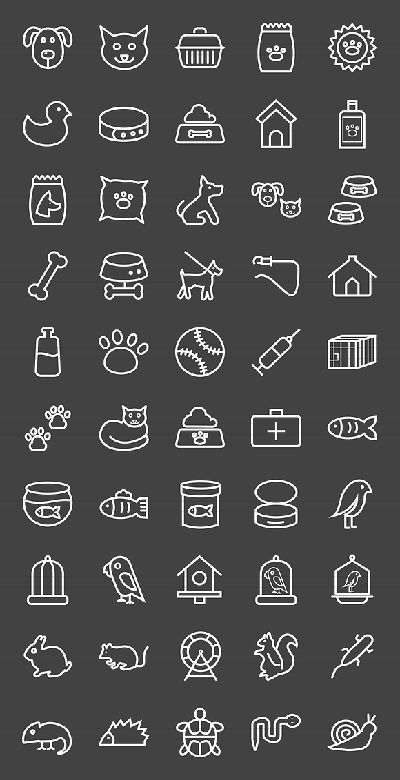 50 Pet Shop Line Inverted Icons in Graphics - product preview 1