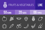 50 Fruits & Vegetables Line Inverted
