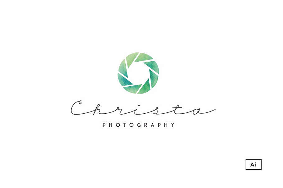Photography Watercolor Logo Template