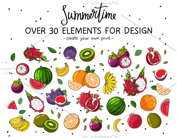 Summertime. Fruit Mix in Illustrations - product preview 2