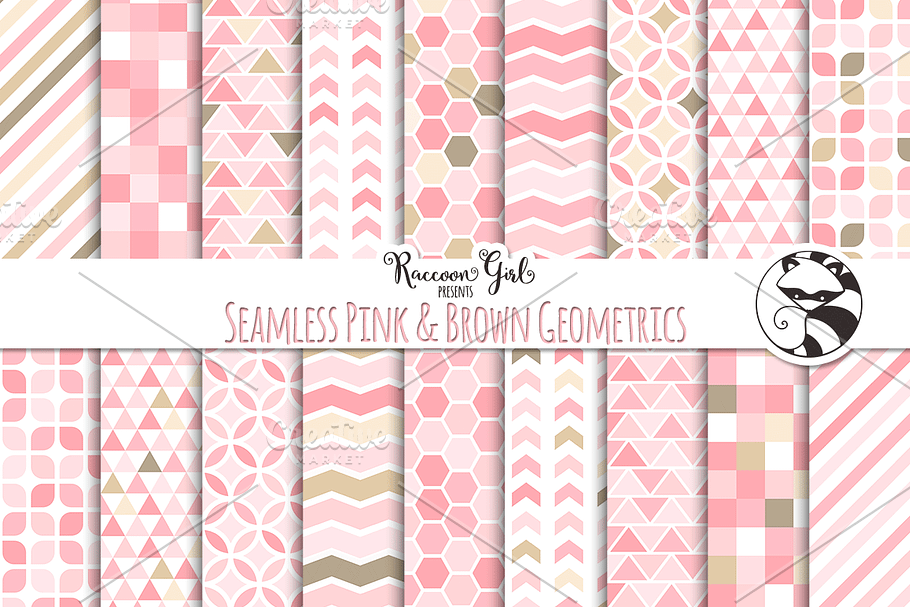 Seamless Pink & Brown Geometrics in Patterns - product preview 8