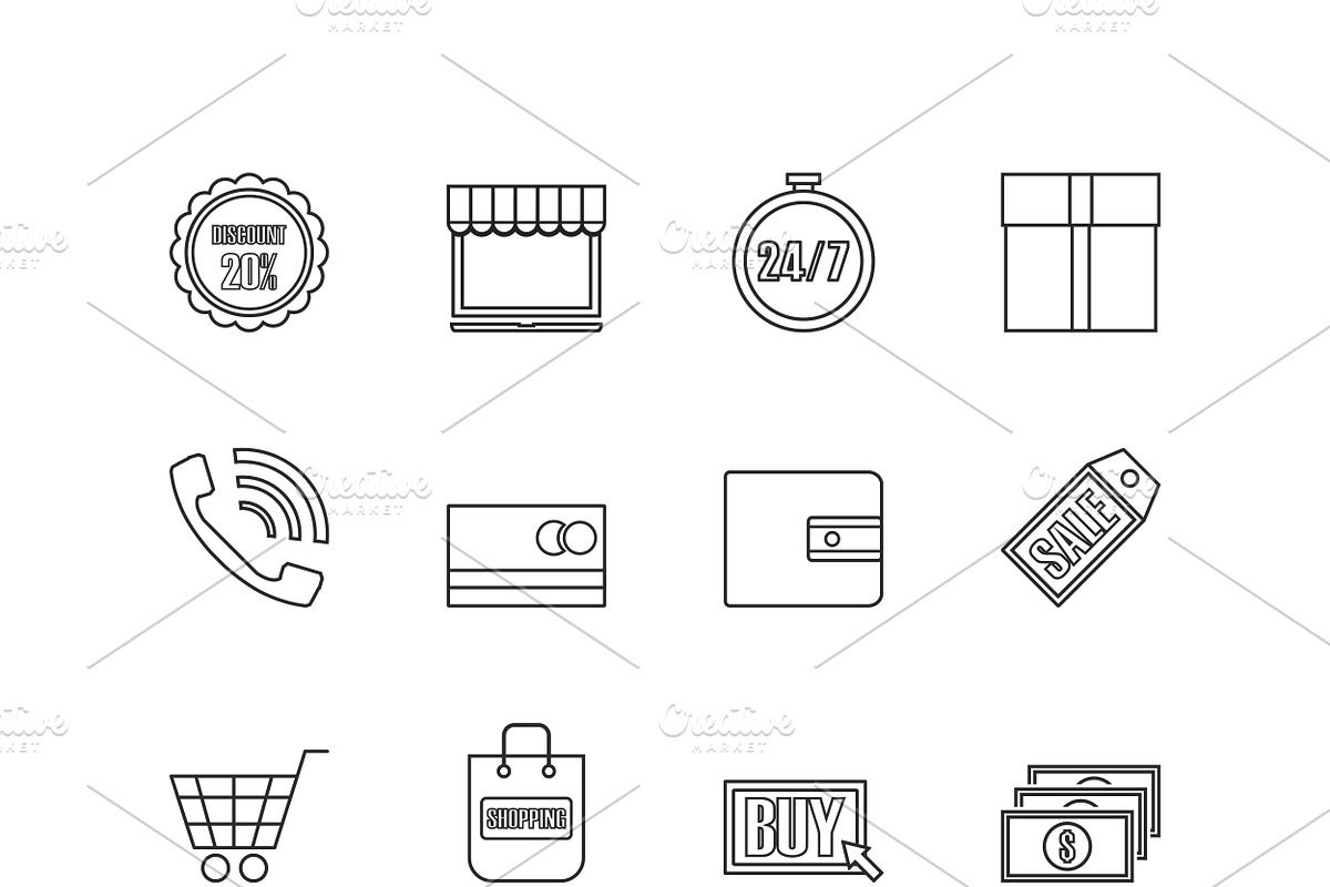 online shopping [16 outline icon] in Graphics - product preview 8