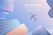 Travel by airplane. Web banners.