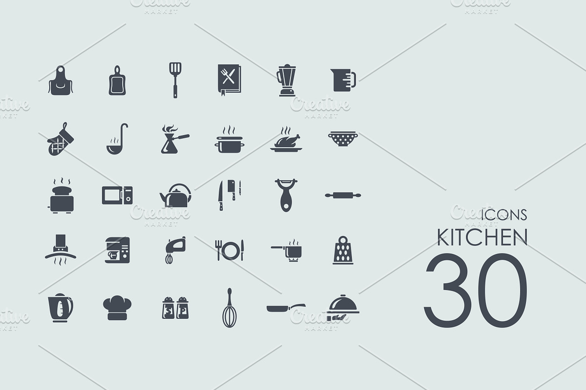 30 Kitchen icons in Graphics - product preview 8