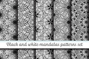 5 black and white mandalas patterns 