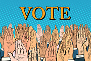 Hands up voting for the candidate