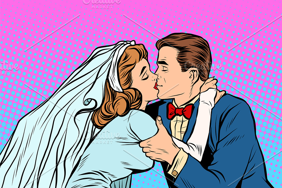 The bride and groom kiss in Illustrations - product preview 8