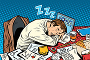 Man businessman sleeping on the job