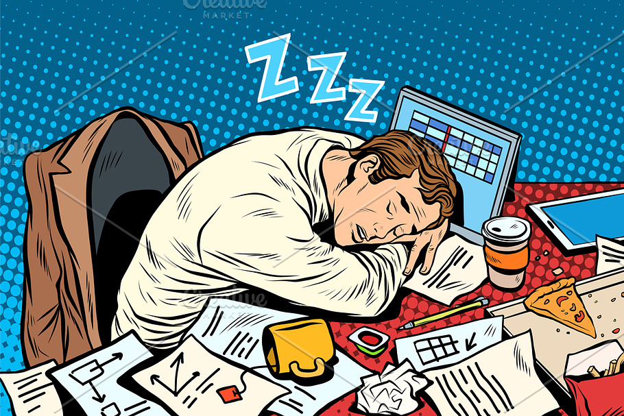Man businessman sleeping on the job in Illustrations - product preview 8