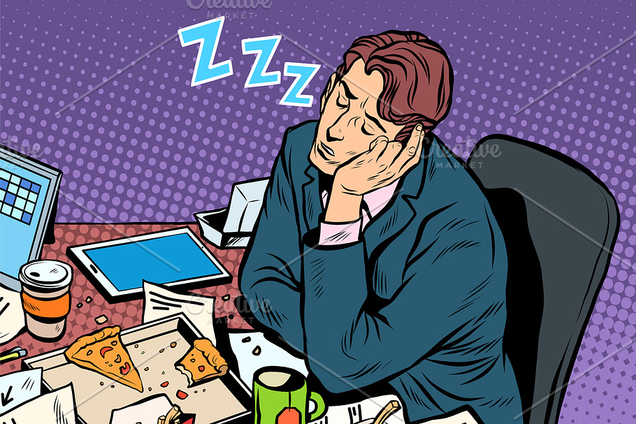 Man businessman sleeping on the job in Illustrations - product preview 8