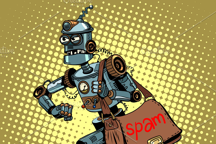 Electronic spam robot postman email in Illustrations - product preview 8