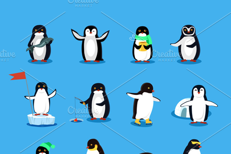 Set of Animal Pinguin Design Flat in Illustrations - product preview 8