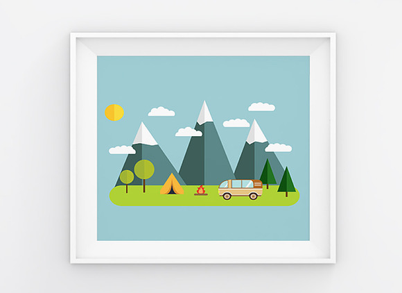 Tourist camp mountains. Vector. in Illustrations - product preview 1