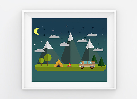 Tourist camp mountains. Vector. in Illustrations - product preview 3