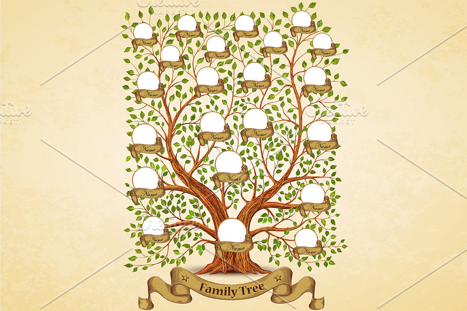 Family Tree template vintage in Illustrations - product preview 8